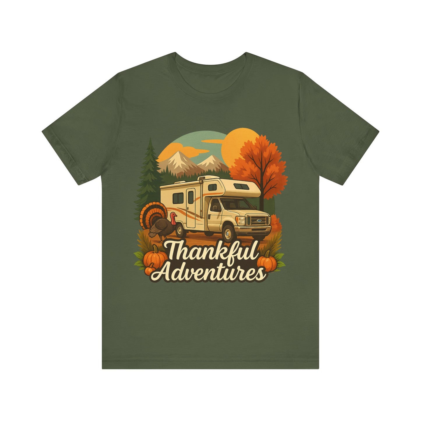 Thankful Adventures RV Camping T-Shirt – Fall Road Trip Thanksgiving Tee