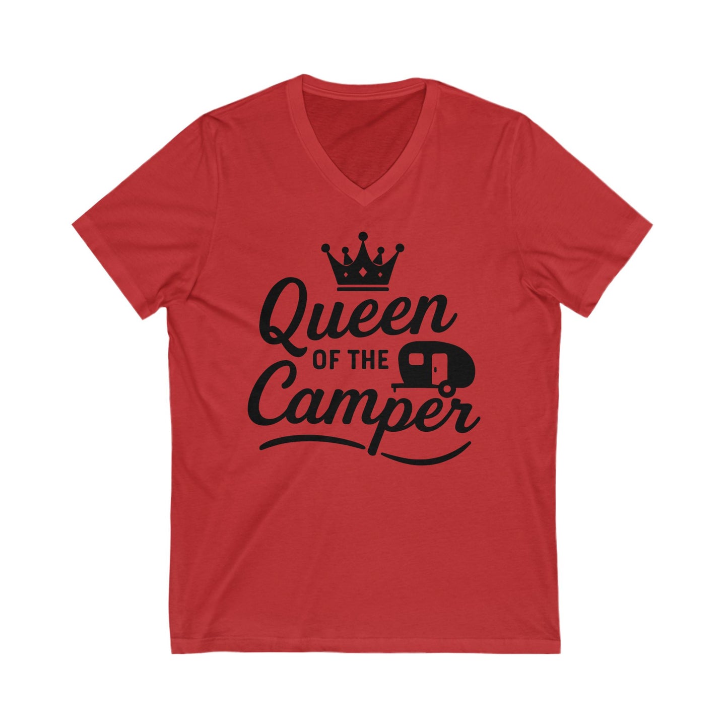 Queen of the Camper V Neck T-Shirt – Funny Camping Tee for Women RV & Glamping Lover