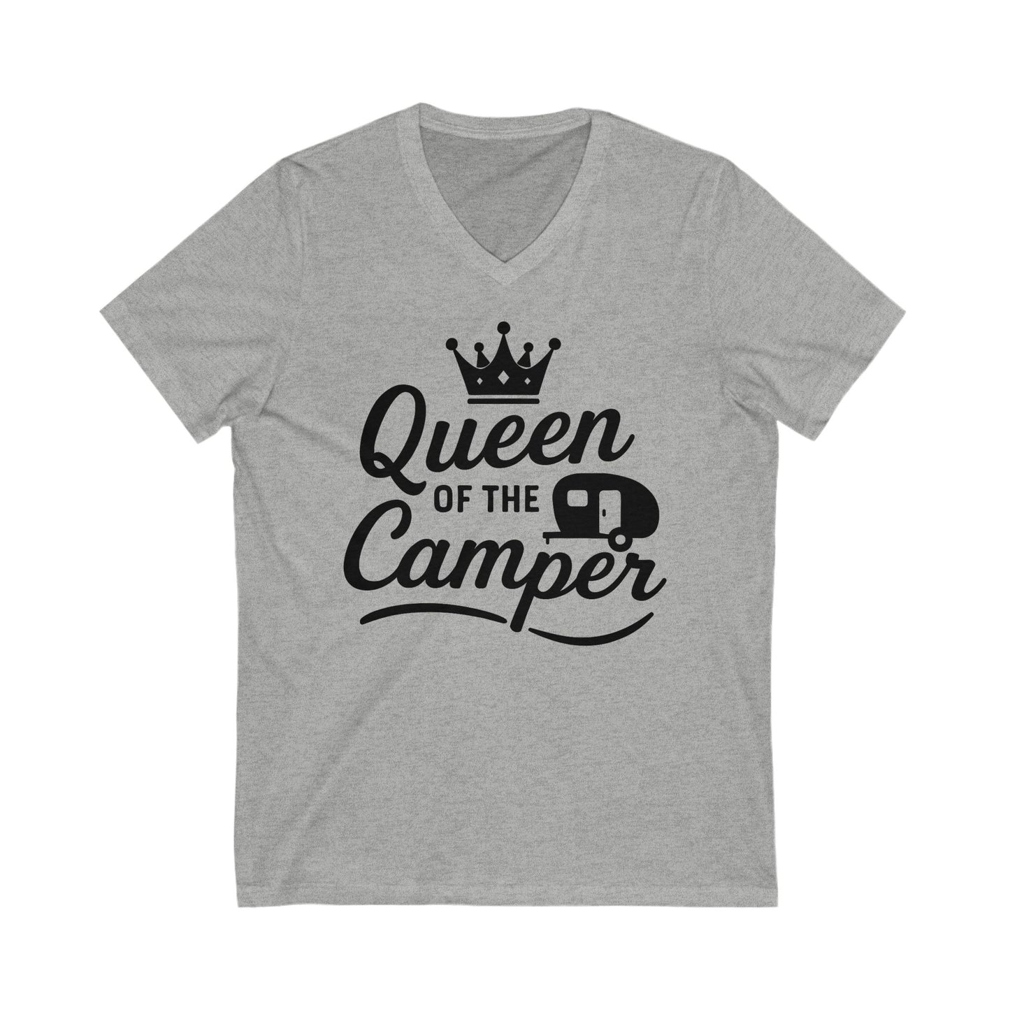 Queen of the Camper V Neck T-Shirt – Funny Camping Tee for Women RV & Glamping Lover