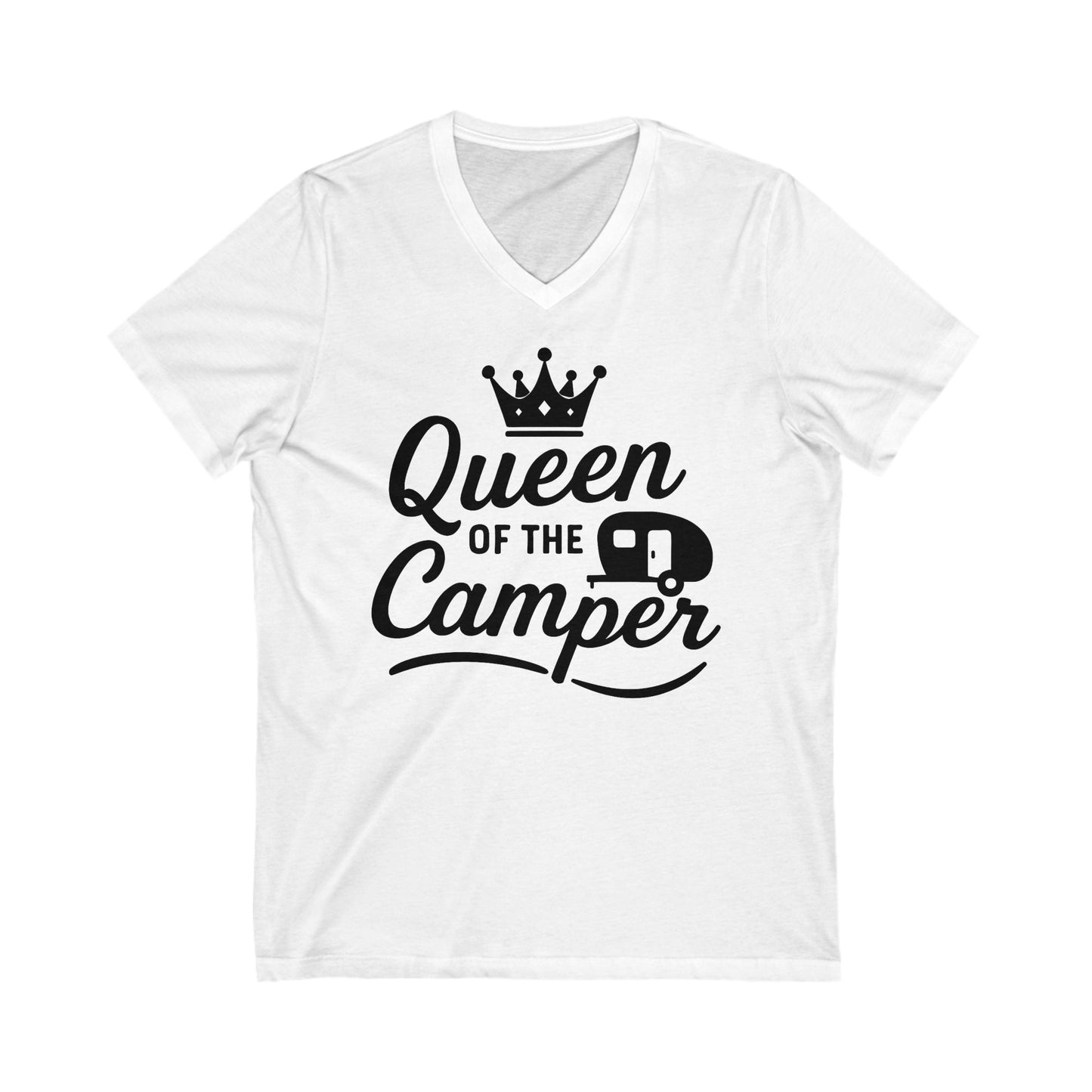 Queen of the Camper V Neck T-Shirt – Funny Camping Tee for Women RV & Glamping Lover