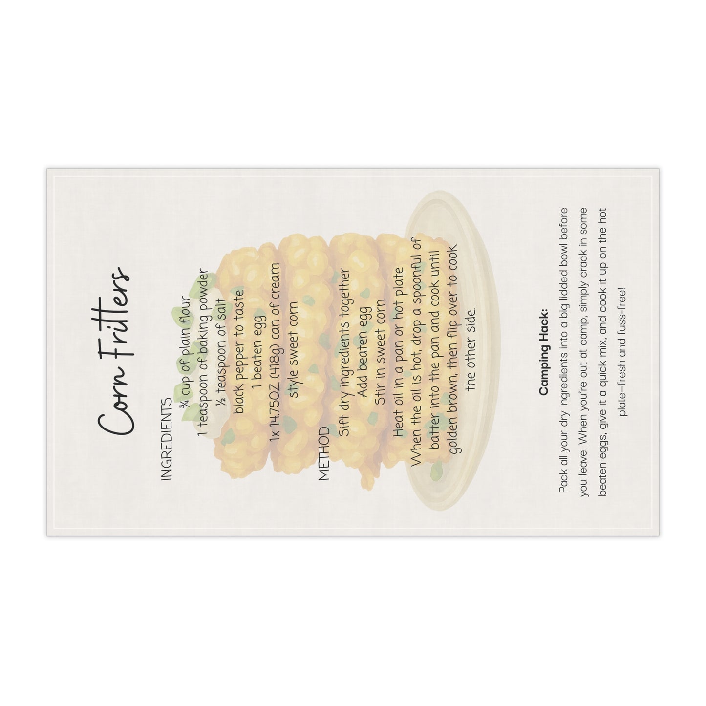 🚐✨ Corn Fritter Recipe Tea Towels ✨🚐