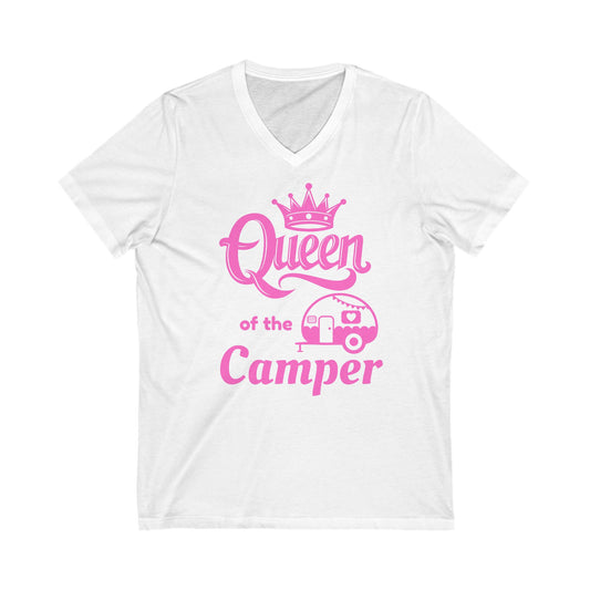 Queen of the Camper T-Shirt – Funny Camping V-Neck Tee for Women RV Lovers