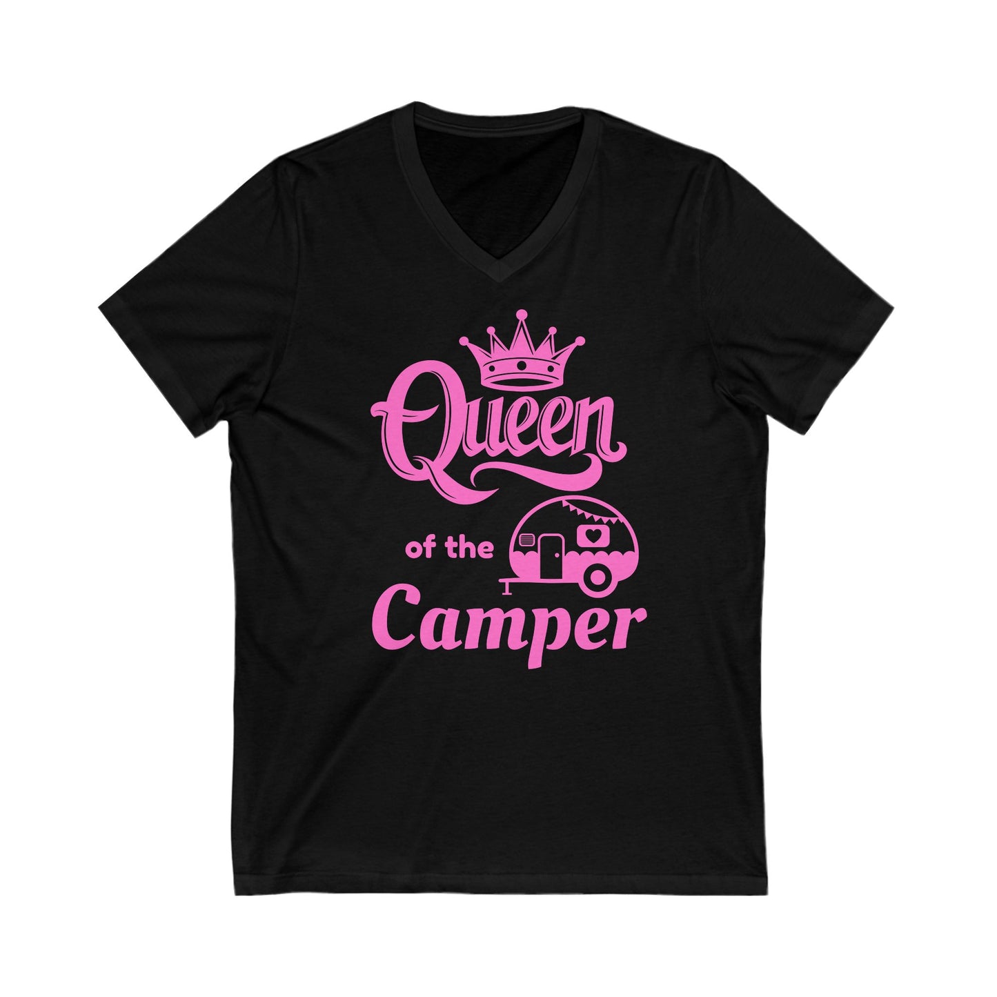 Queen of the Camper T-Shirt – Funny Camping V-Neck Tee for Women RV Lovers