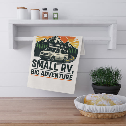 CLASS B: Small RV Adventure-Themed Tea Towels for RV Lovers, Vintage Camping Tea Towel, Travel Kitchen Decor, Gift for Adventurers, Nature Lovers